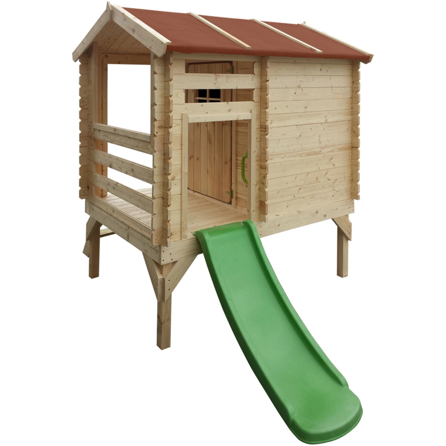 Timbela Kinderspielhaus Holz M501C 1,1 m² auf Stelzen mit Leiter und