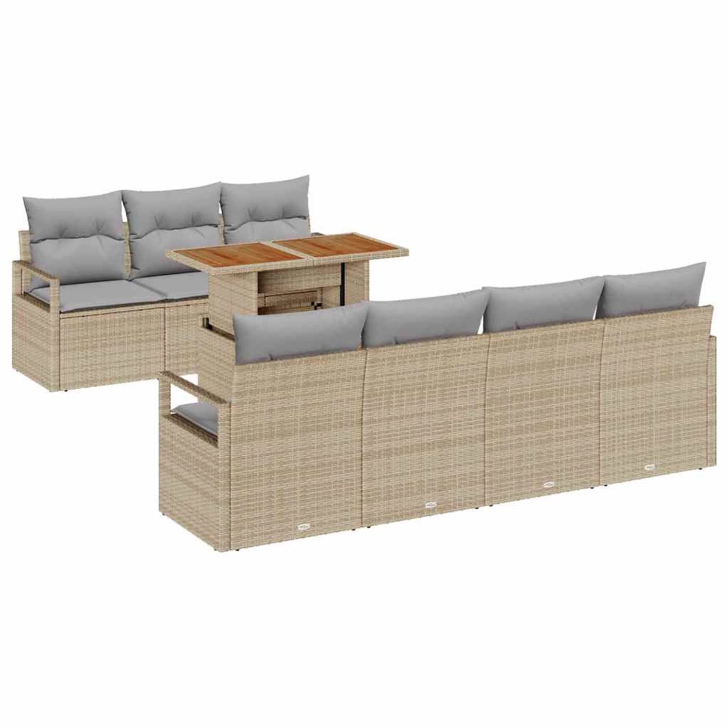 vidaXL Garten-Sofa-Set mit Speicher 8-Tlg Beige Poly Rattan 3358408 günstig online kaufen