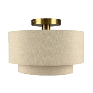 Relaxdays Deckenlampe Leinen Eisen Beige Bronze 24 cm x 35 cm 0,9 kg
