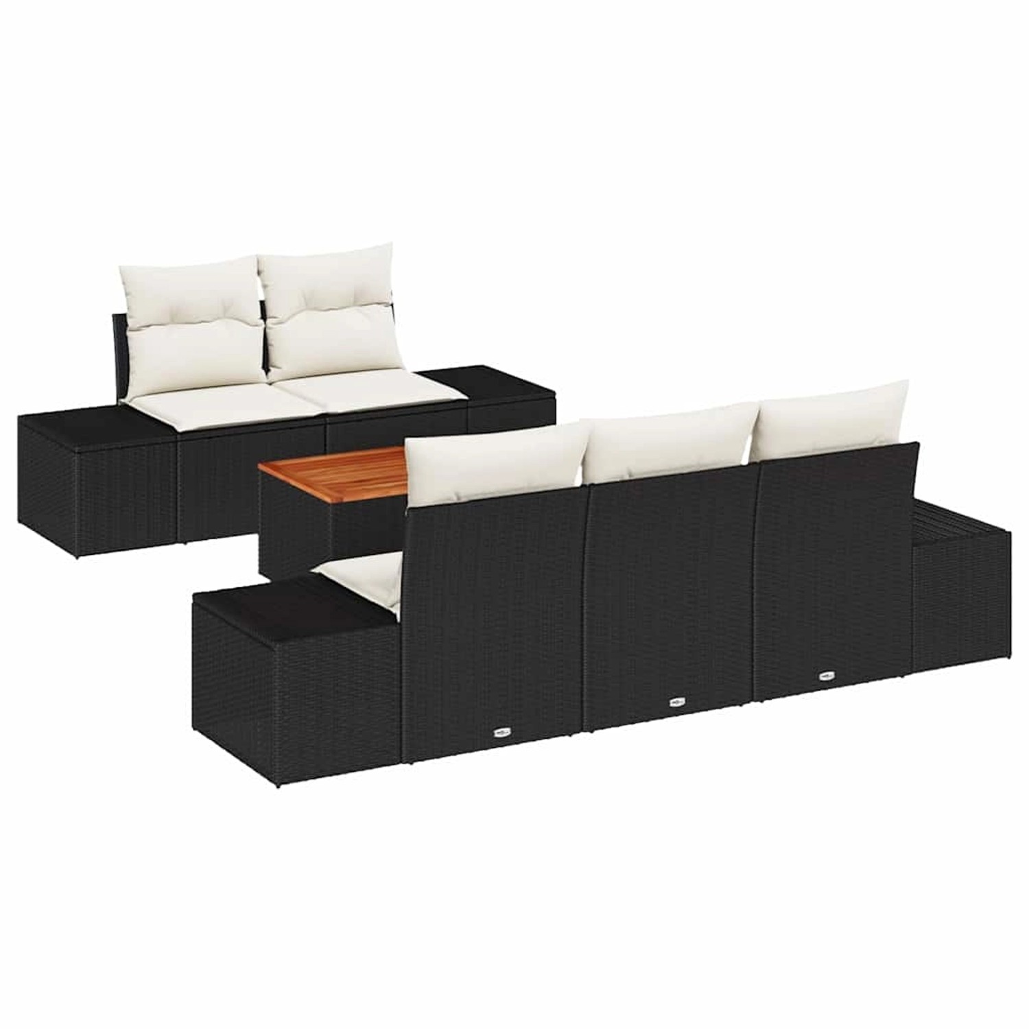 vidaXL Garten-Sofa-Set 6-Tlg Schwarz Weiß 3356563 günstig online kaufen