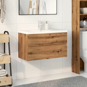 vidaXL Waschbeckenunterschrank mit Einbaubecken Artisan-Eiche 3328924