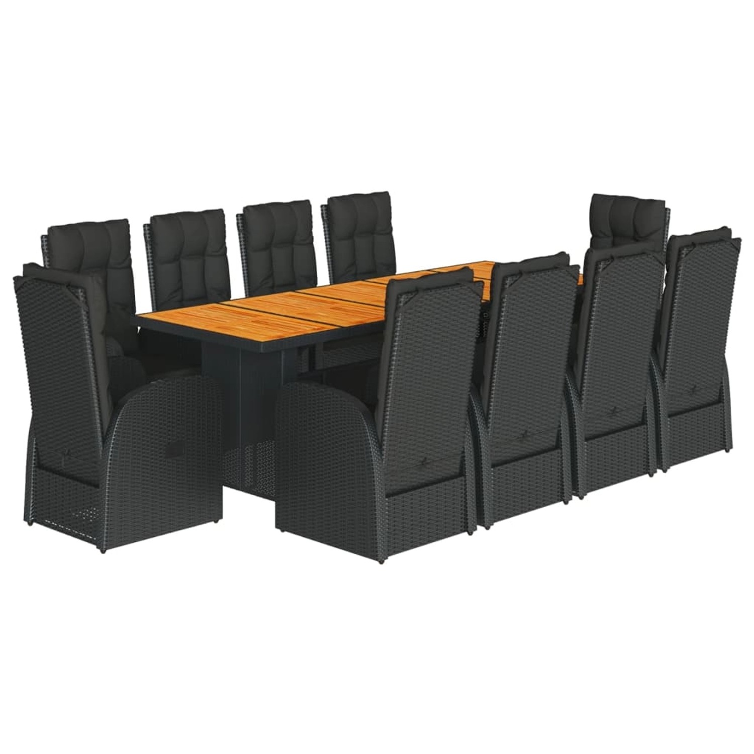 vidaXL 11-Tlg Garten-Essgruppe mit Kissen Schwarz Poly Rattan 3277652 günstig online kaufen