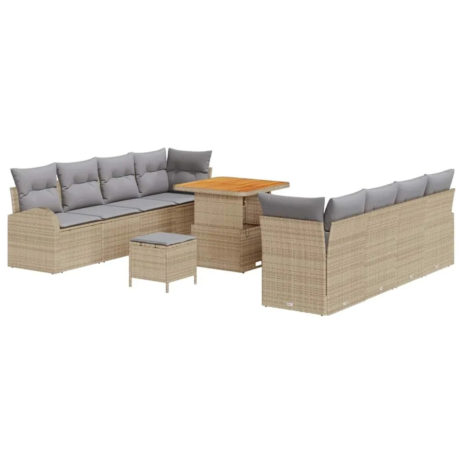 vidaXL Garten-Sofa-Set mit Kissen 11-Tlg Beige und Hellgrau 3364317