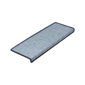 Blaue Stufenmatte in Sisaloptik, gekettelt, 23,5x65 cm, rechteckig. Treppenschutz für mehr Sicherheit.