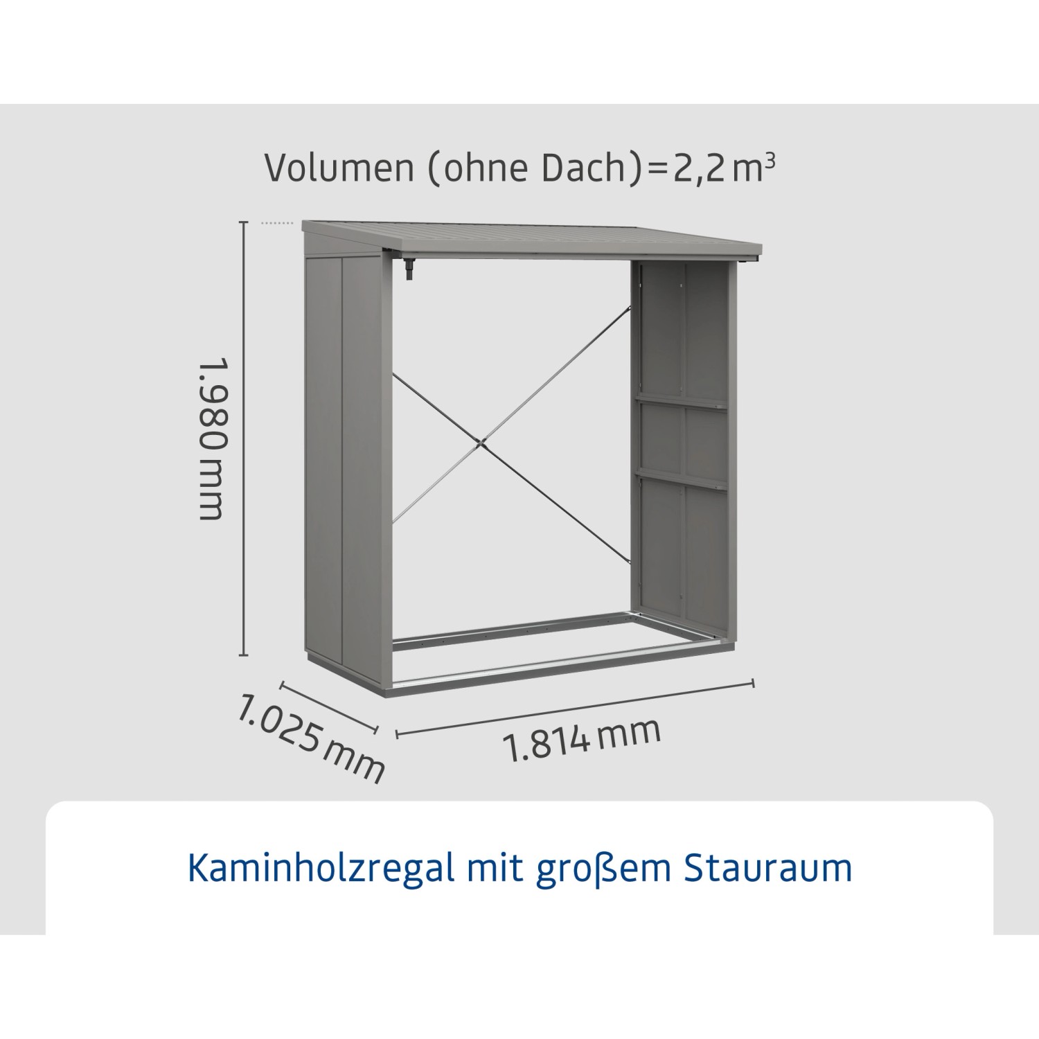 EcoStar Kaminholzregal Elegant-V Typ 2 aus Metall RAL9007 Graualuminium
