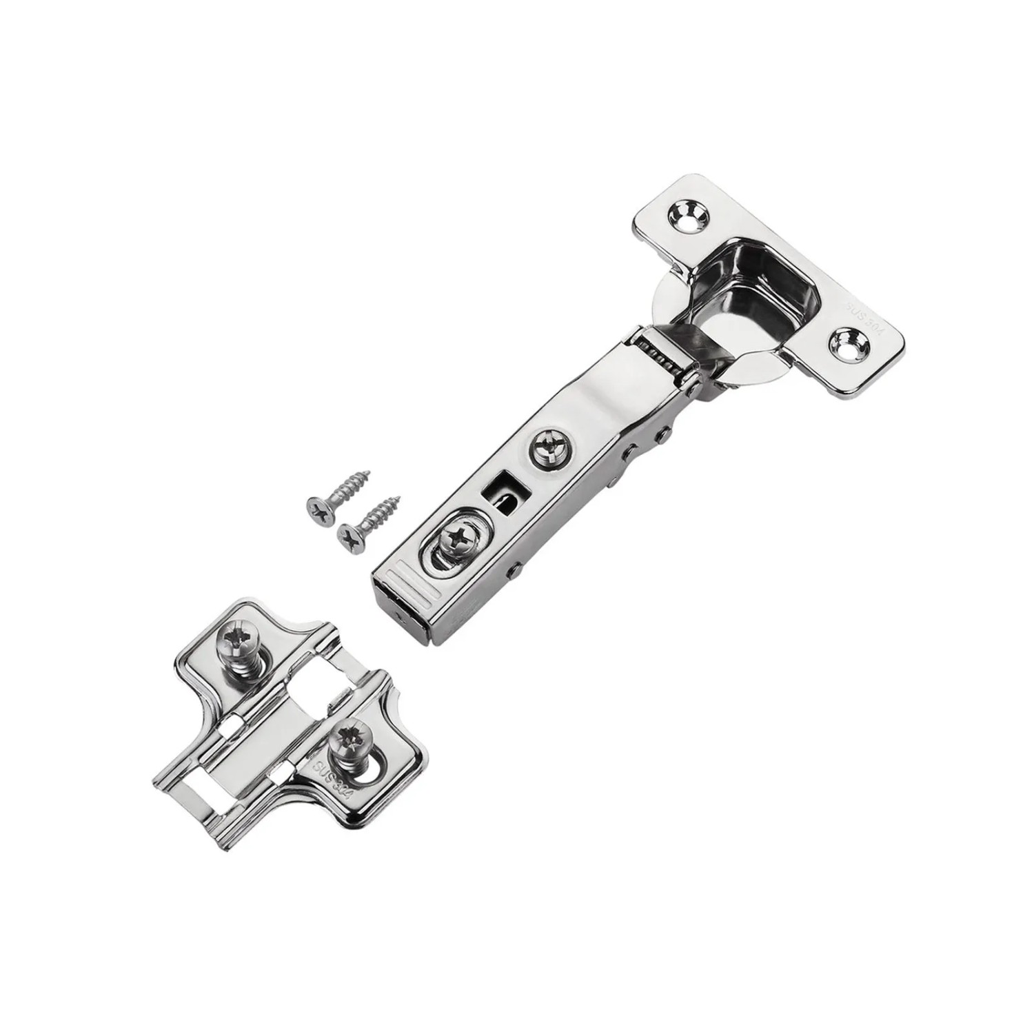 SOTECH Topfband Eckanschlag Gedämpft T45 Softclose 100 Grad Klickmontage Edelstahl SS304 SS201 inkl. Kreuzmontageplatte und Schrauben