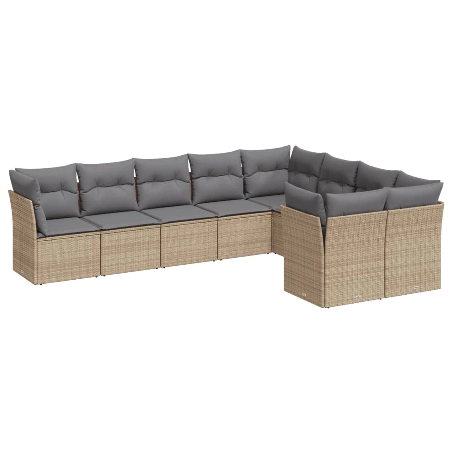 vidaXL 9-tlg Garten-Sofagarnitur mit Kissen Beige Poly Rattan Modell 41