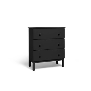 Schwarze Kommode mit drei Schubladen, renoviert mit Schöner Wohnen pep up Möbellack.