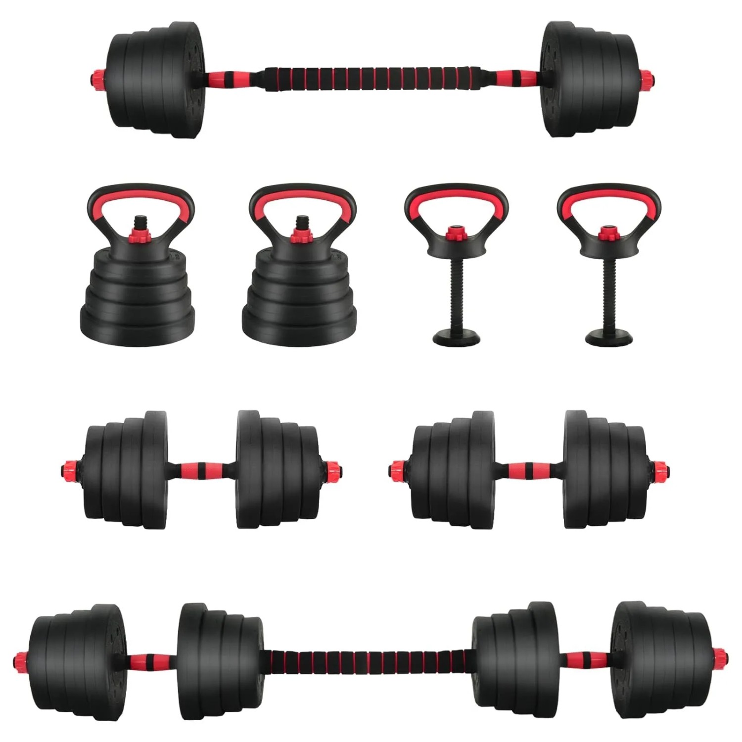 vidaXL 4-In-1 Kurzhantel Langhantel Kettlebell Set 30kg 42023469