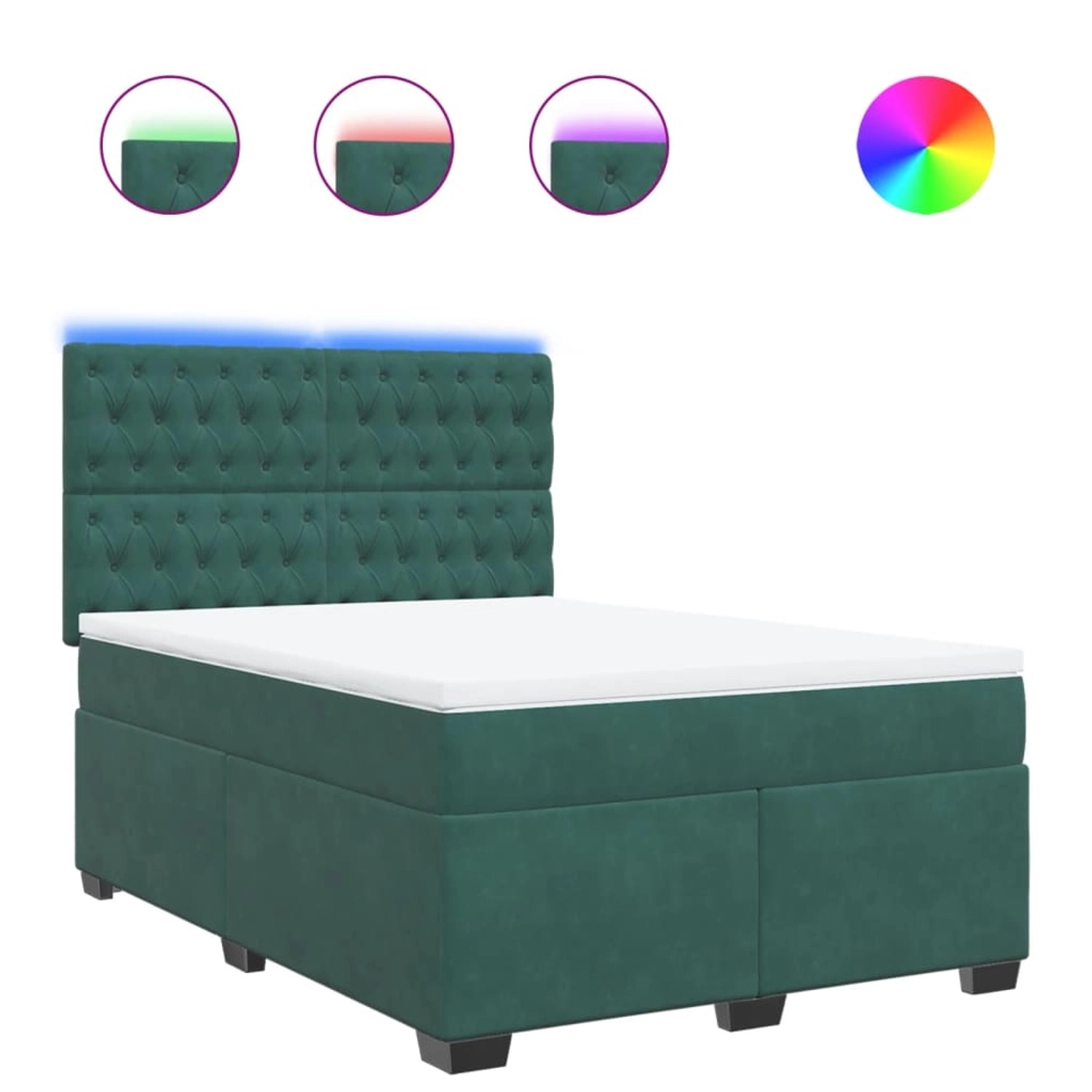 vidaXL Boxspringbett mit Matratze Dunkelgrün 140x200 cm Samt 3293239 günstig online kaufen