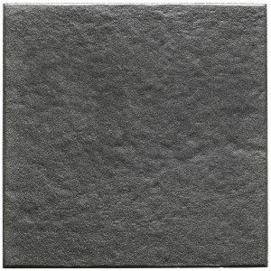 Quadratische, anthrazitfarbene Kann Terrassenplatte Sincera mit strukturierter Oberfläche.