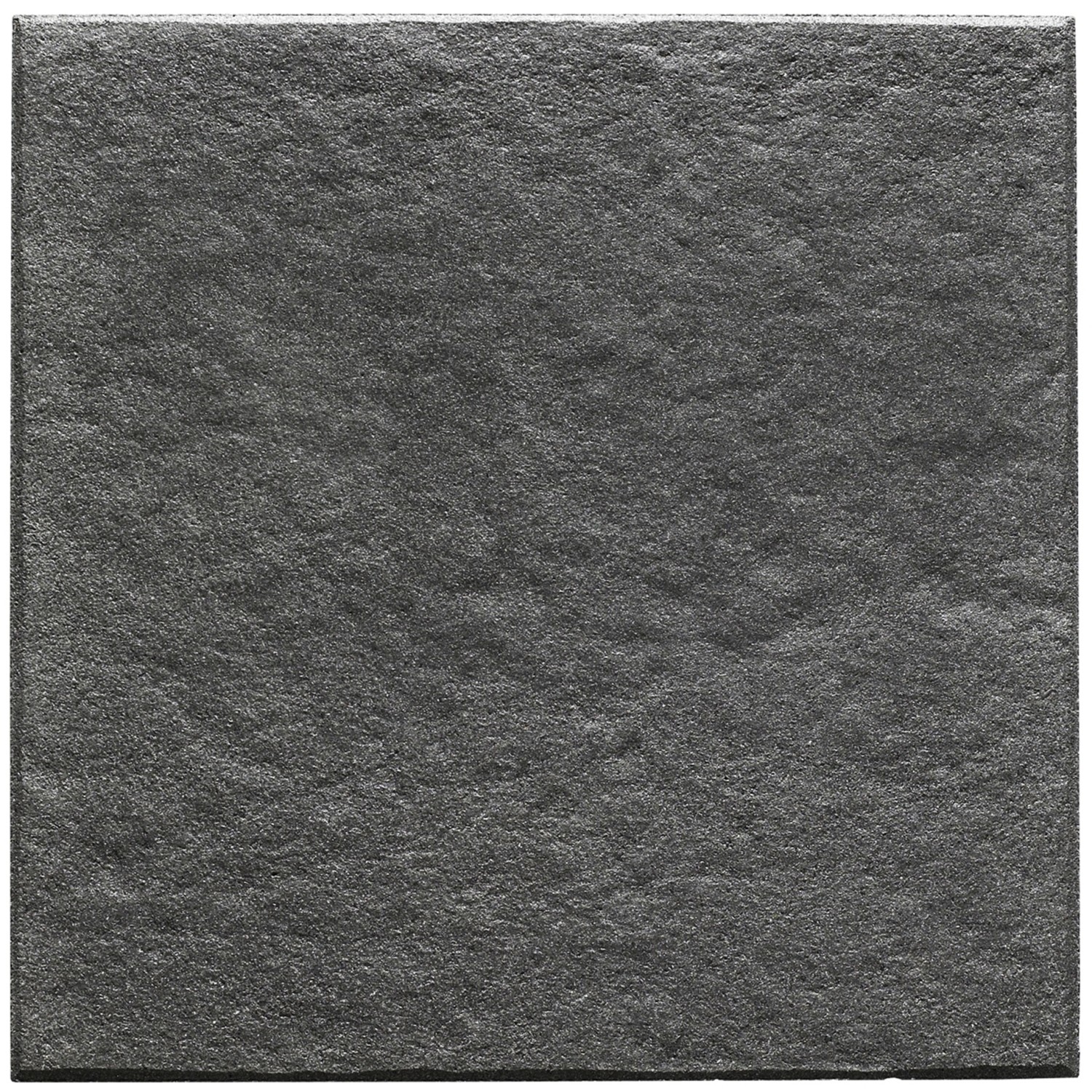 Quadratische, anthrazitfarbene Kann Terrassenplatte Sincera mit strukturierter Oberfläche.