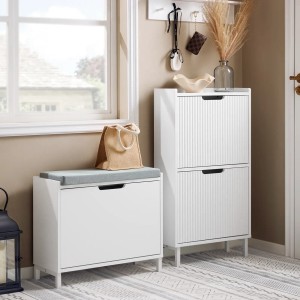 SoBuy Schuhkipper mit 1 Klappe Schuhbank Schmal Garderobenbank FSR151-K-W