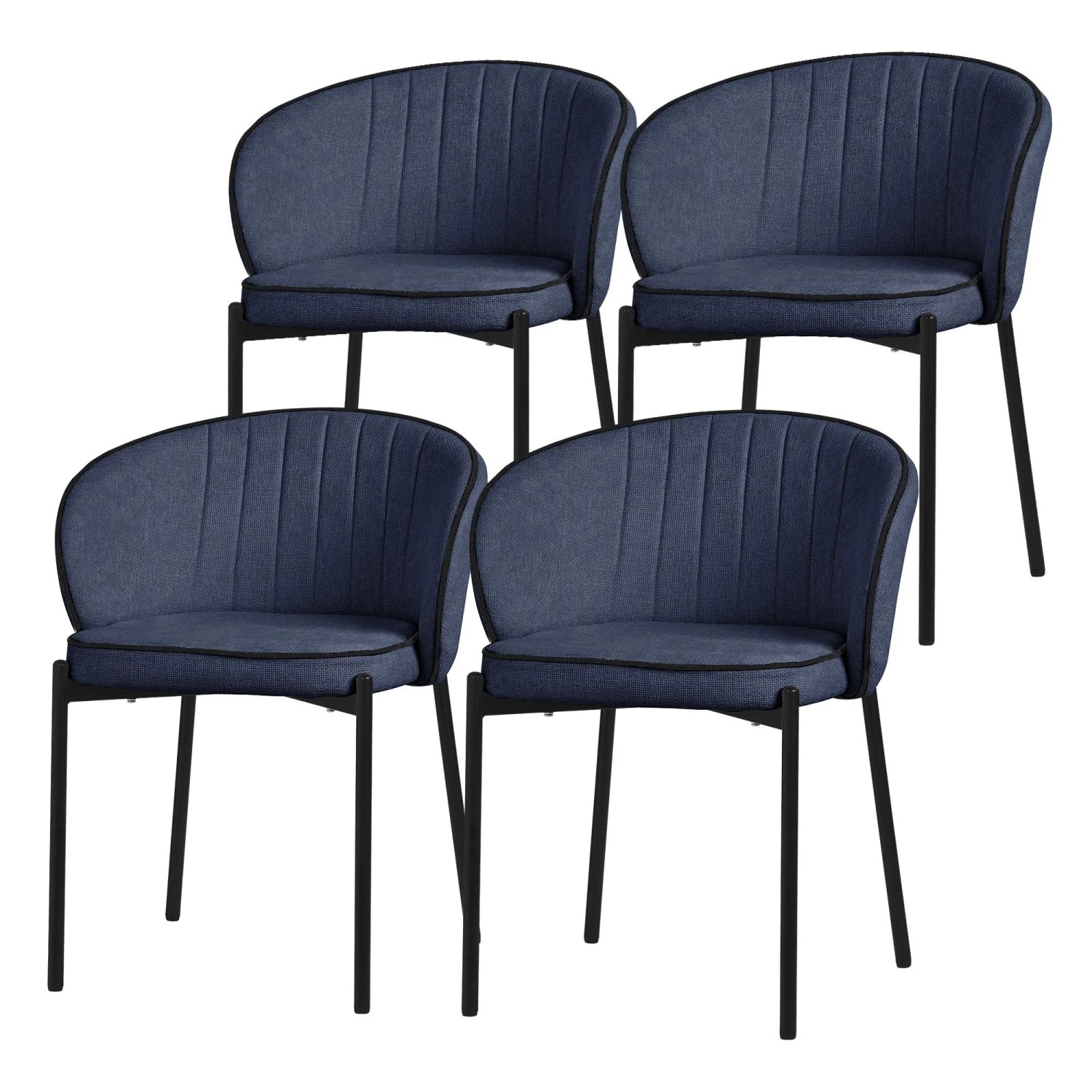 ML-Design Esszimmerstühle 4Er Set Dunkelblau mit Stoffbezug