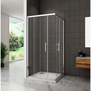 Duschparadies Duschkabinen Eckeinstieg Schiebetür 80 x 80 x 185cm Duschtür 5mm Sicherheitsglas Dusche ECK Duschabtrennung
