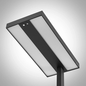 Moderne, dimmbare LED Bürostehleuchte Logan in Schwarz mit Bewegungsmelder.