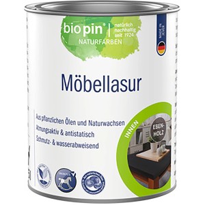 Dose biopin Möbellasur Ebenholz, lösemittelfreie Holzlasur für Möbel im Innenbereich.