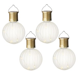 Marelida LED Solar Glühbirne Kugelleuchte Solarleuchte Terrasse Garten Balkon Klar 4Stück