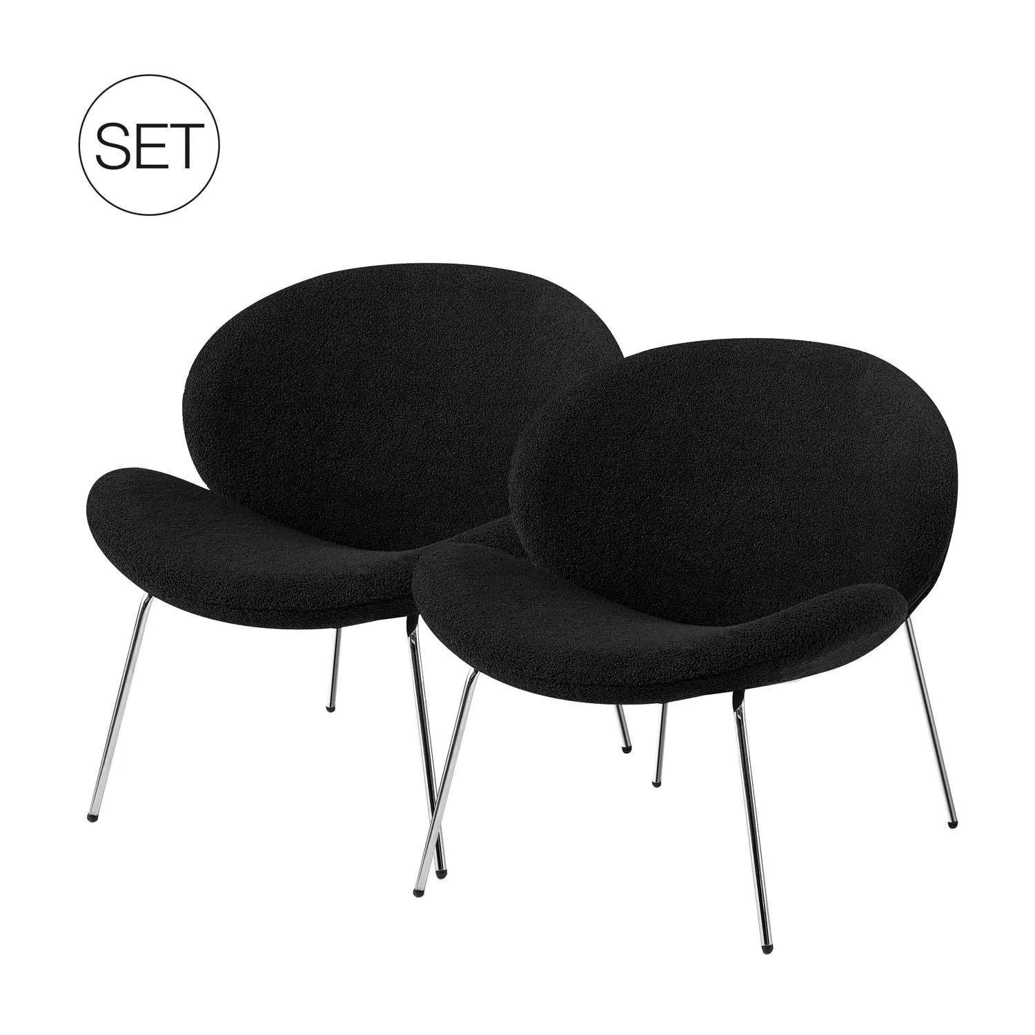 MeGusta Moderner Stuhl Lounge-Stuhl 2er-Set Schwarz Polsterstuhl  