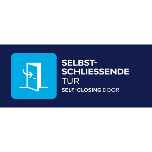 Symbol für selbstschließende Tür, ideal für Insektenschutz wie tesa Fliegengitter.