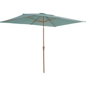 Rechteckiger, salbeigrün Marktschirm Camarillo 300x200 cm mit Neigungsfunktion und Kurbel.