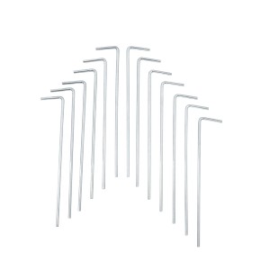 Mehrere silberne Heringe für das Bestway Alpine Dome Zelt, Camping Zubehör.