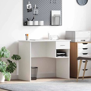 vidaXL Schreibtisch mit Regal Weiß 90 x 49,5 x 75 cm Holzwerkstoff 869266