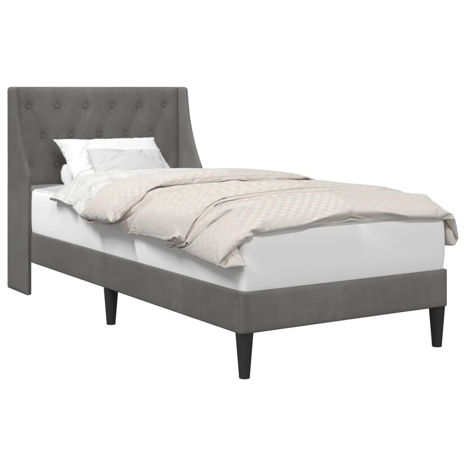 vidaXL Bettrahmen mit Kopfteil Dunkelgrau 90 x 190 cm Samt 42027395