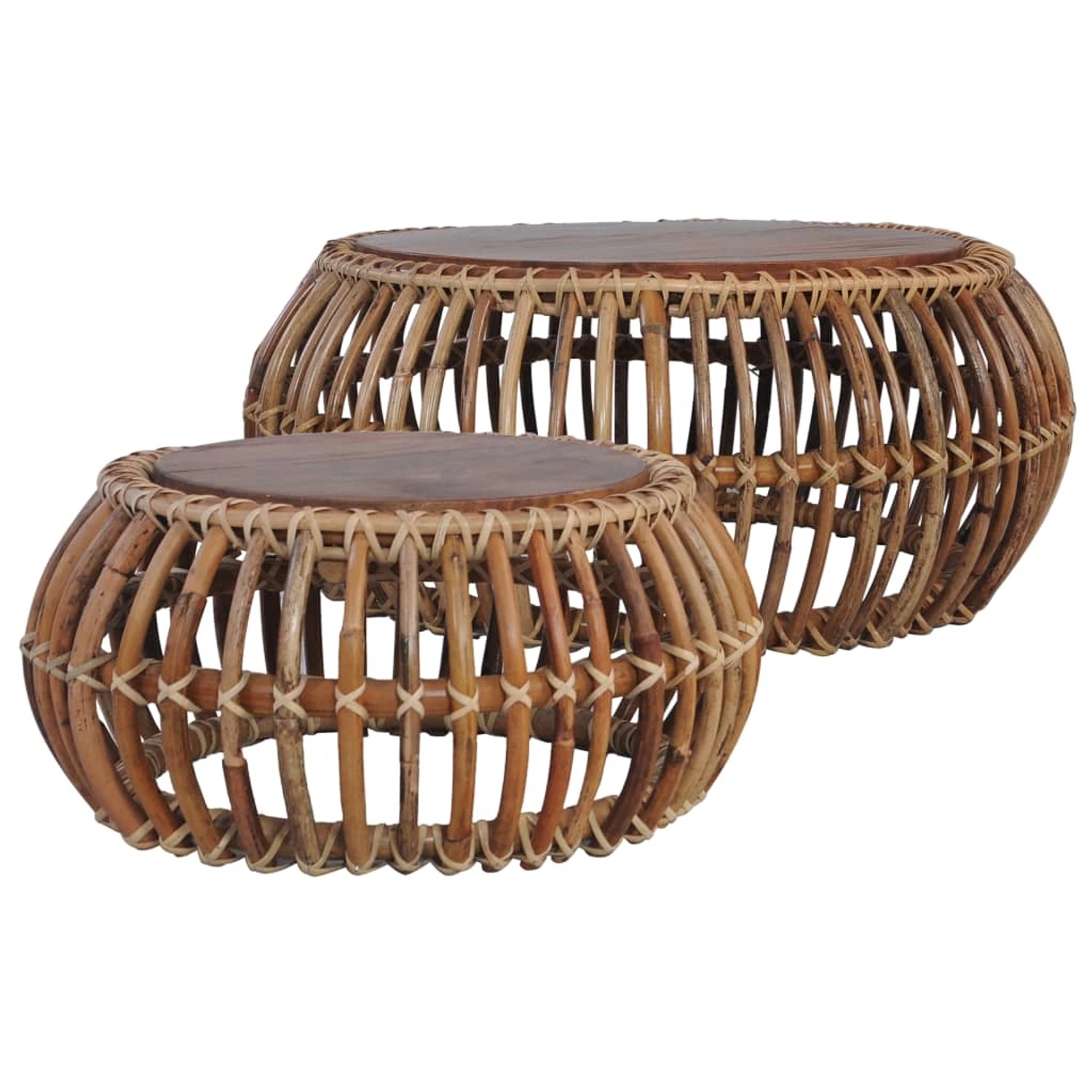 vidaXL Couchtische 2 Stk Natur Rattan 283082 günstig online kaufen