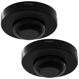 2er Set Oktaplex Pia Präsenzmelder 360° in Schwarz für Innen & Außen.
