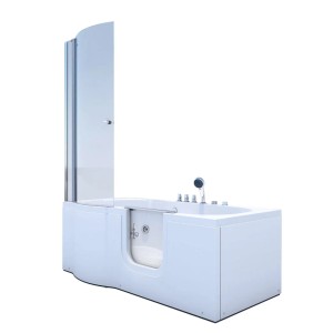 AcquaVapore Seniorendusche und Wanne mit Tür, 85x170 cm, mit Duschwand und Whirlpoolfunktion.