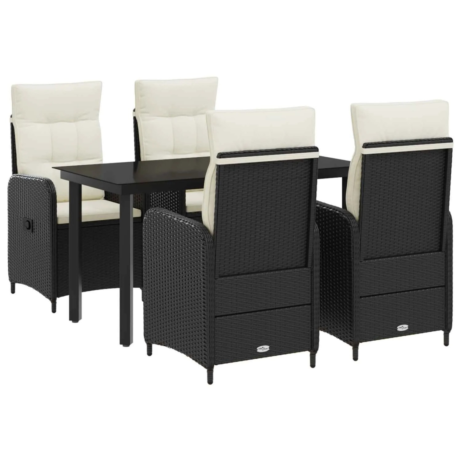 vidaXL Sofa-Tischset mit Kissen mit Kissen 5 Stk Schwarz und Cremeweiß 3422480