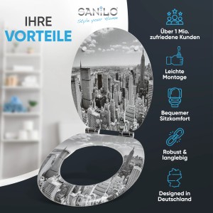 Sanilo WC-Sitz Skyline New York mit Absenkautomatik, Holz Toilettendeckel mit New York Motiv.