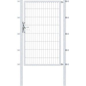 Feuerverzinktes Metallzaun Einzeltor (200x100cm) mit Doppelstabmatte für Gartenzäune.