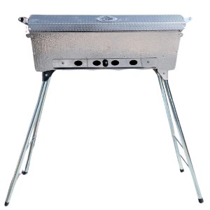 Grillpeter Schaschlikgrill Astana Deluxe aus Edelstahl mit Deckel, Grillrost und Ablage.