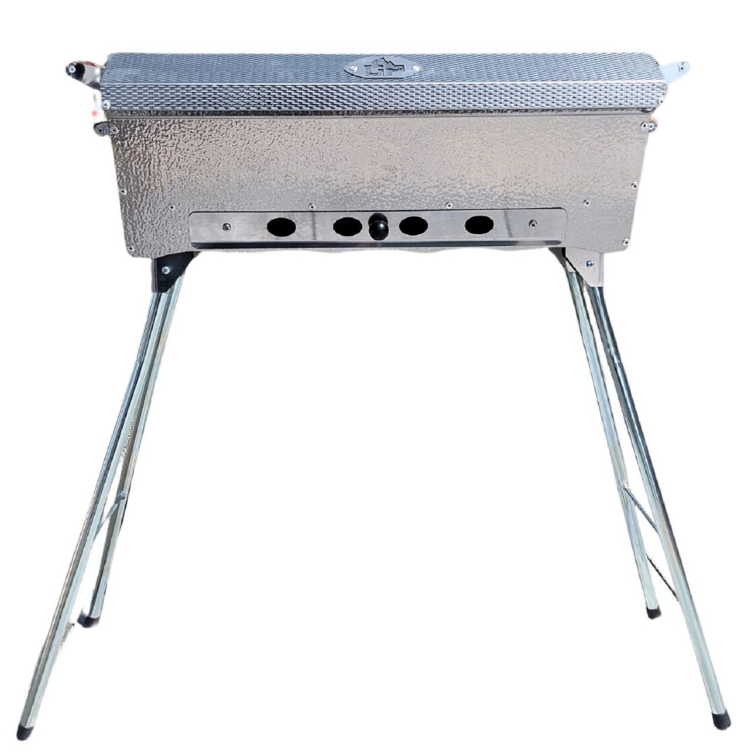 Grillpeter Schaschlikgrill Astana Deluxe aus Edelstahl mit Deckel, Grillrost und Ablage.