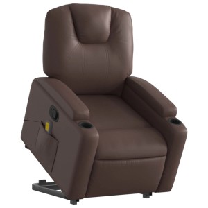 Brauner vidaXL Massagesessel mit Aufstehhilfe aus Kunstleder, Modell 4.