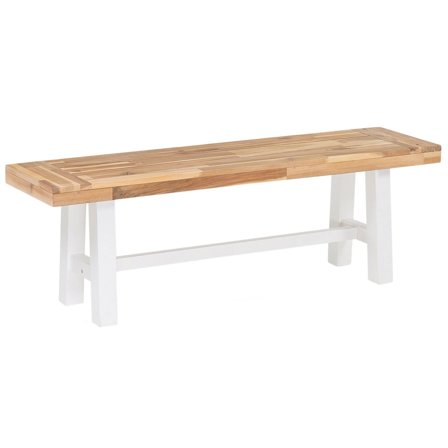 Beliani Gartenbank Heller Holzfarbton Weiss 36x140x45