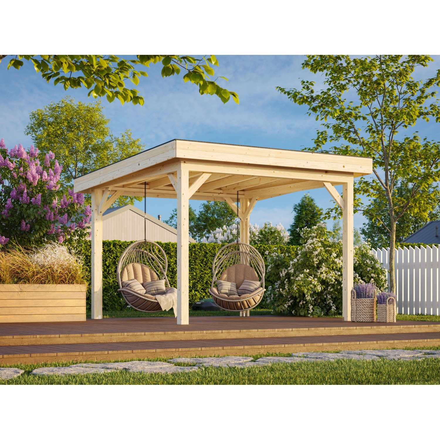 Palmako Pavillon Lenna 300 x 300 cm Lackiert Weiß FSC® günstig online kaufen