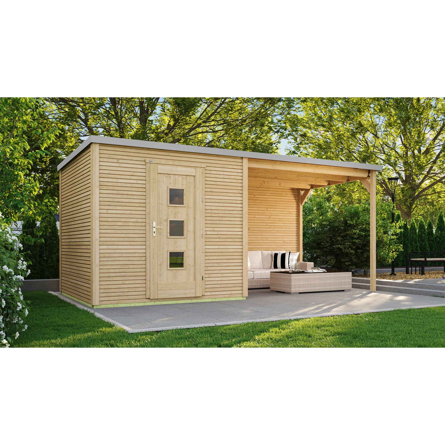 Weka Holz-Gartenhaus wekaLine 413 B Gr. 2 Natur 596 cm x 300 cm