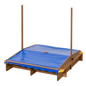 Swing King Sandkasten Ibiza mit blauem Dach, 120x120 cm, aus FSC®-Holz.