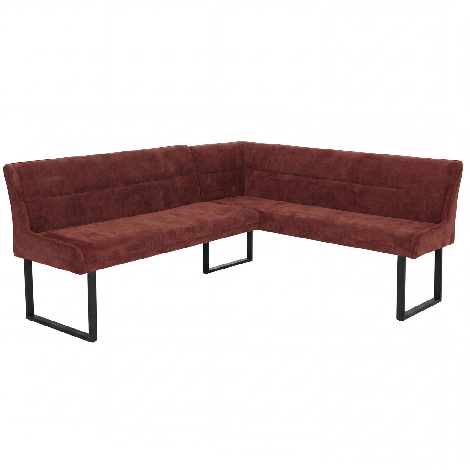MCW Eckbank O81 Öko-Tex Chenille Stoff/Textil Metall 210x159cm Rot