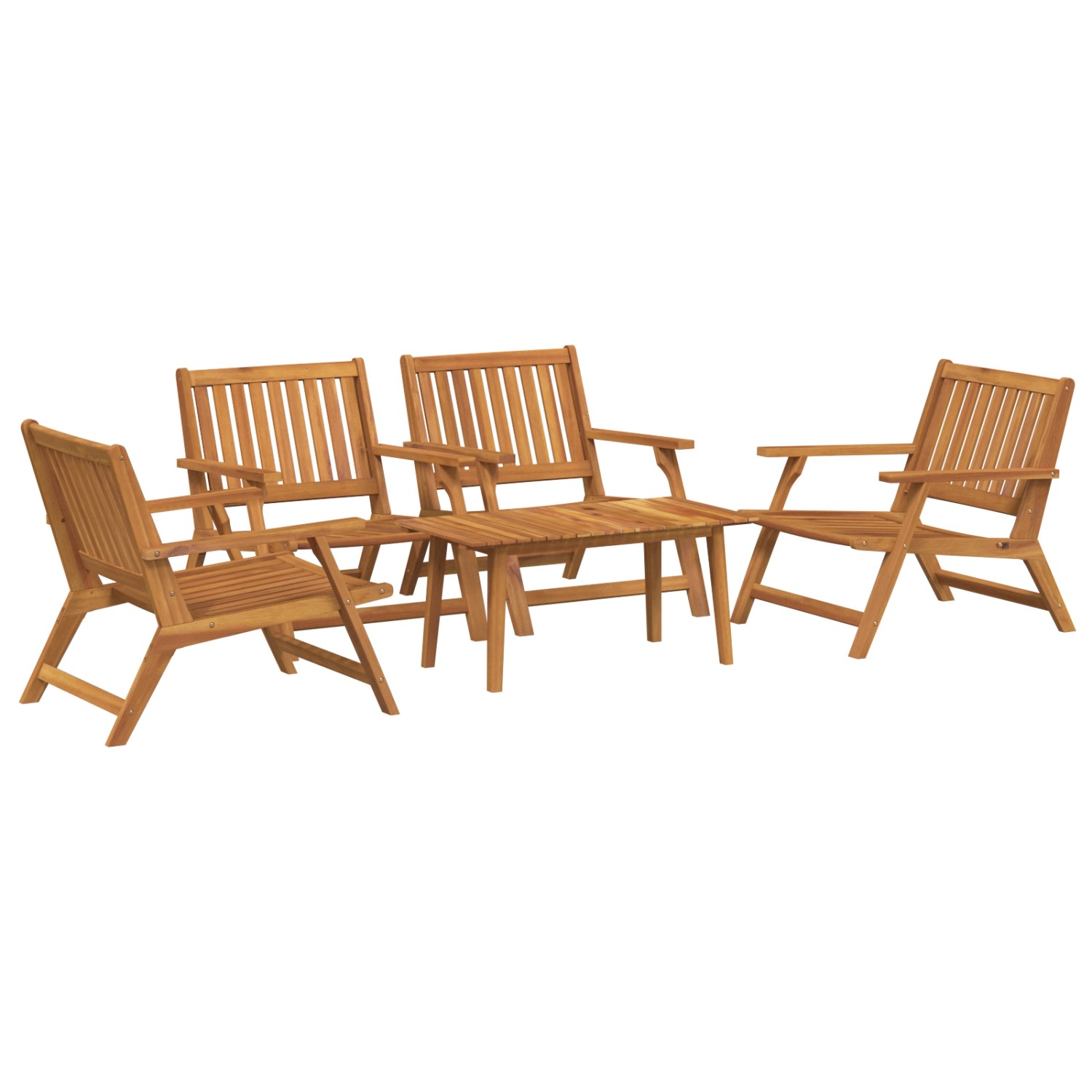 vidaXL Gartenstühle mit Tisch 5-Teilig aus Massivem Akazienholz 3214464 günstig online kaufen