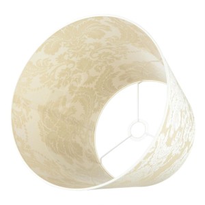 Ecru Stoff Lampenschirm mit Barock Muster, konisch, Ø 38 cm, für E27 Fassung. Ideal für Steh- oder Pendelleuchten.