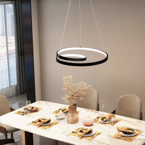 NETTLIFE LED-Pendelleuchte, schwarz, 40cm Durchmesser, Ringdesign über Esstisch. Dimmbar.