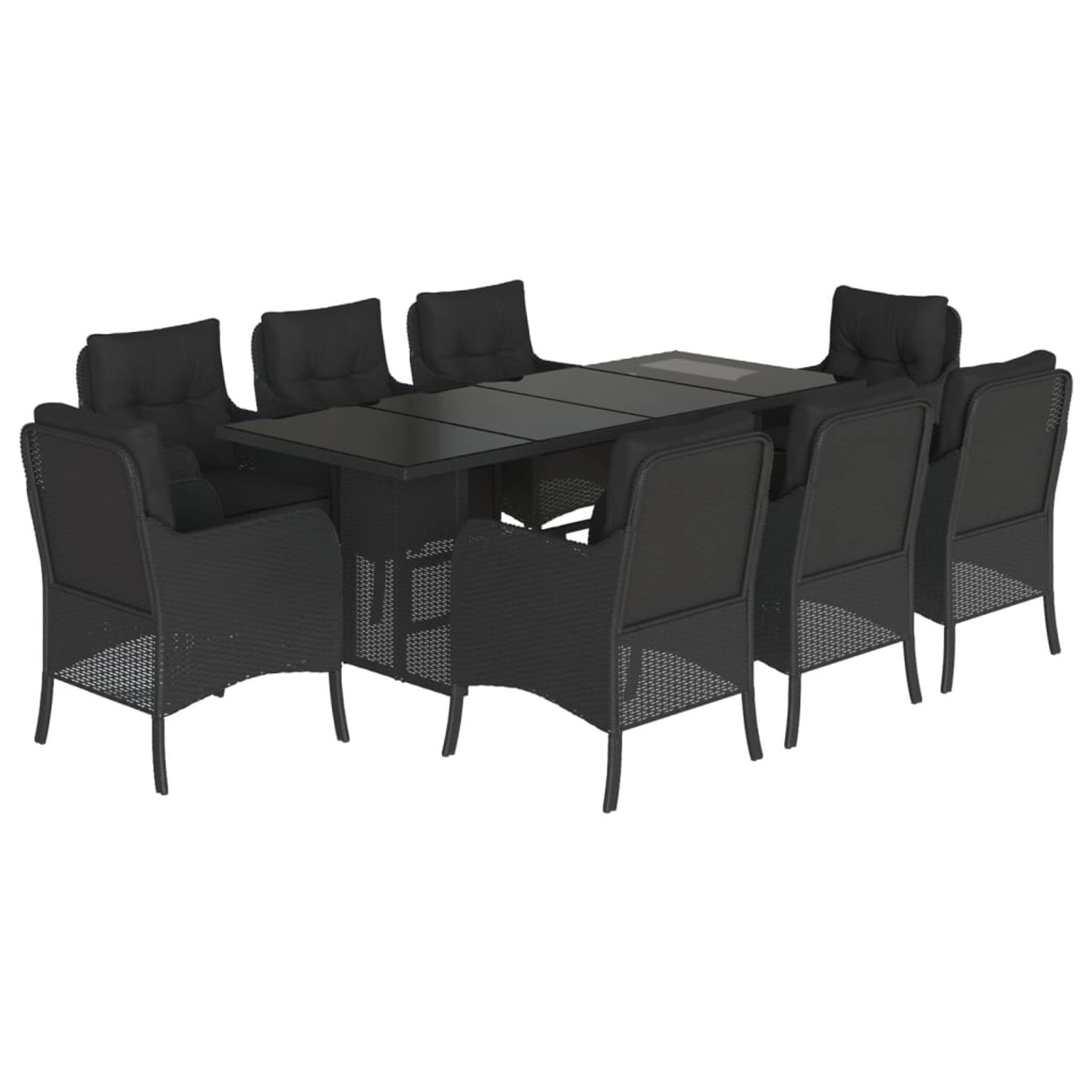 vidaXL 9-Tlg Garten-Essgruppe mit Kissen Schwarz Poly Rattan 3211881 günstig online kaufen