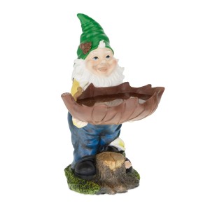Relaxdays Gartenzwerg Polyresin Bunt Frostsicher mit Vogeltränke 36 cm x 22 cm x 22 cm 1,2 kg