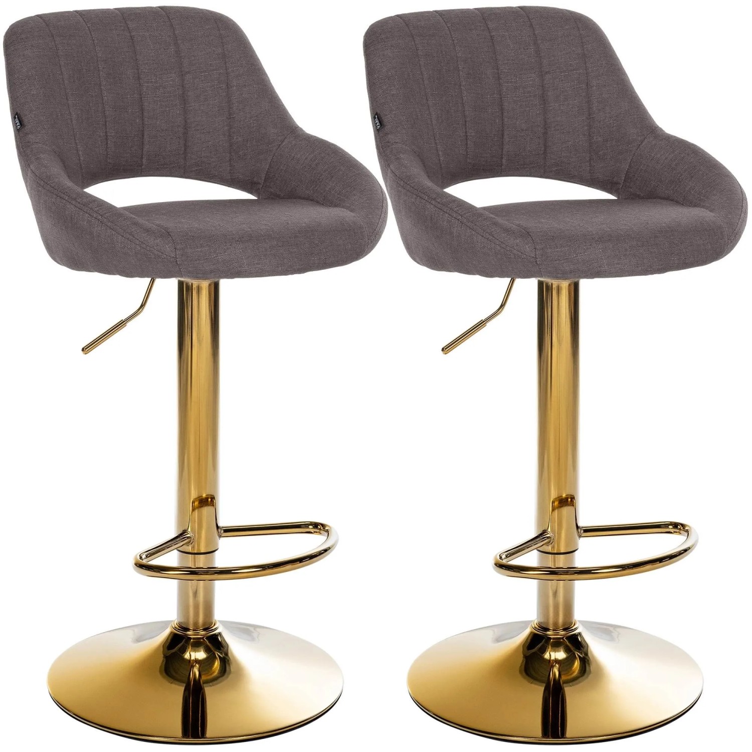 CLP 2er Set Barhocker Milet Stoff Metall Gold/Dunkelgrau