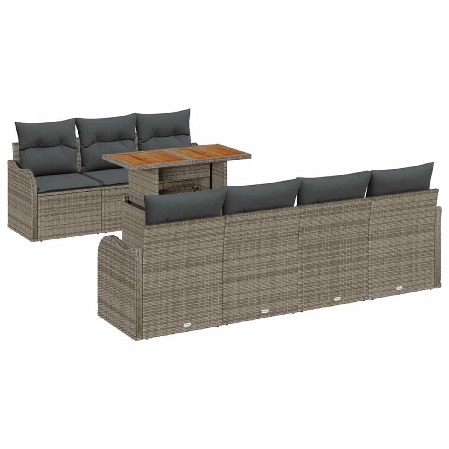 vidaXL 8-Teiliges Garten-Sofa-Set mit Grauen Kissen aus Poly Rattan 3358155 günstig online kaufen