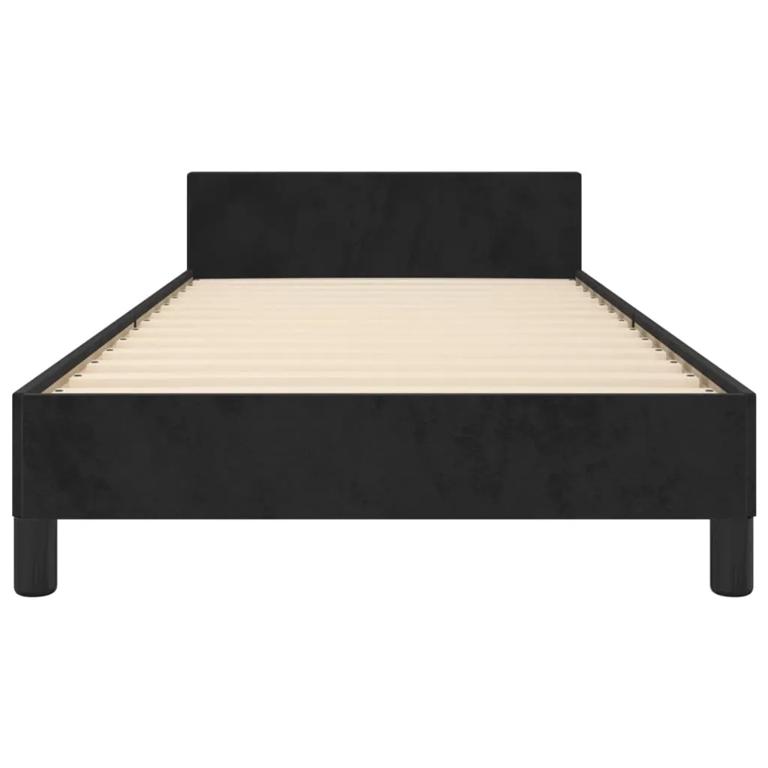 Schwarzes Samt Bettgestell 80x200 cm mit Kopfteil für Schlafzimmer